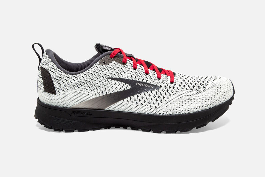 Brooks Israel Revel 4 Road Running Shoes Mens - White/Black/Red - ROB-423598